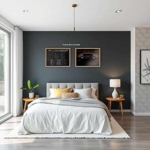 Posterizer 2 pcs-How To Make 1,000,000 Dollars-Luxury Car-Motivational & Inspirational Art-Gift for Entrepreneurs-Decor for Home & Office- unframe...